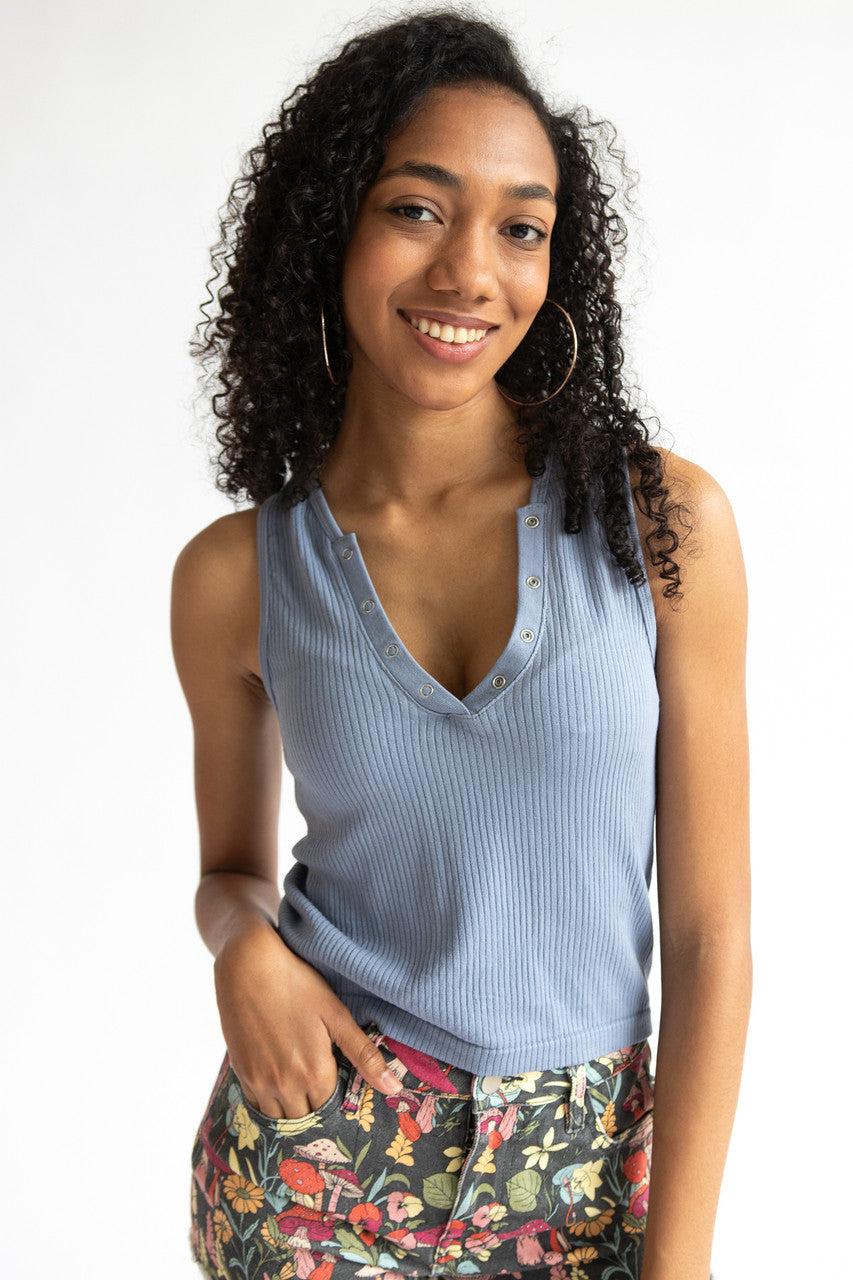 Seamless Snap Henley Tank Top Product Image