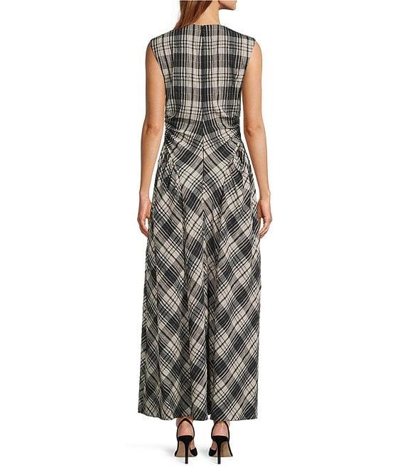 Antonio Melani Erica Sleeveless Boat Neck Plaid Fit and Flare Maxi Dress Product Image