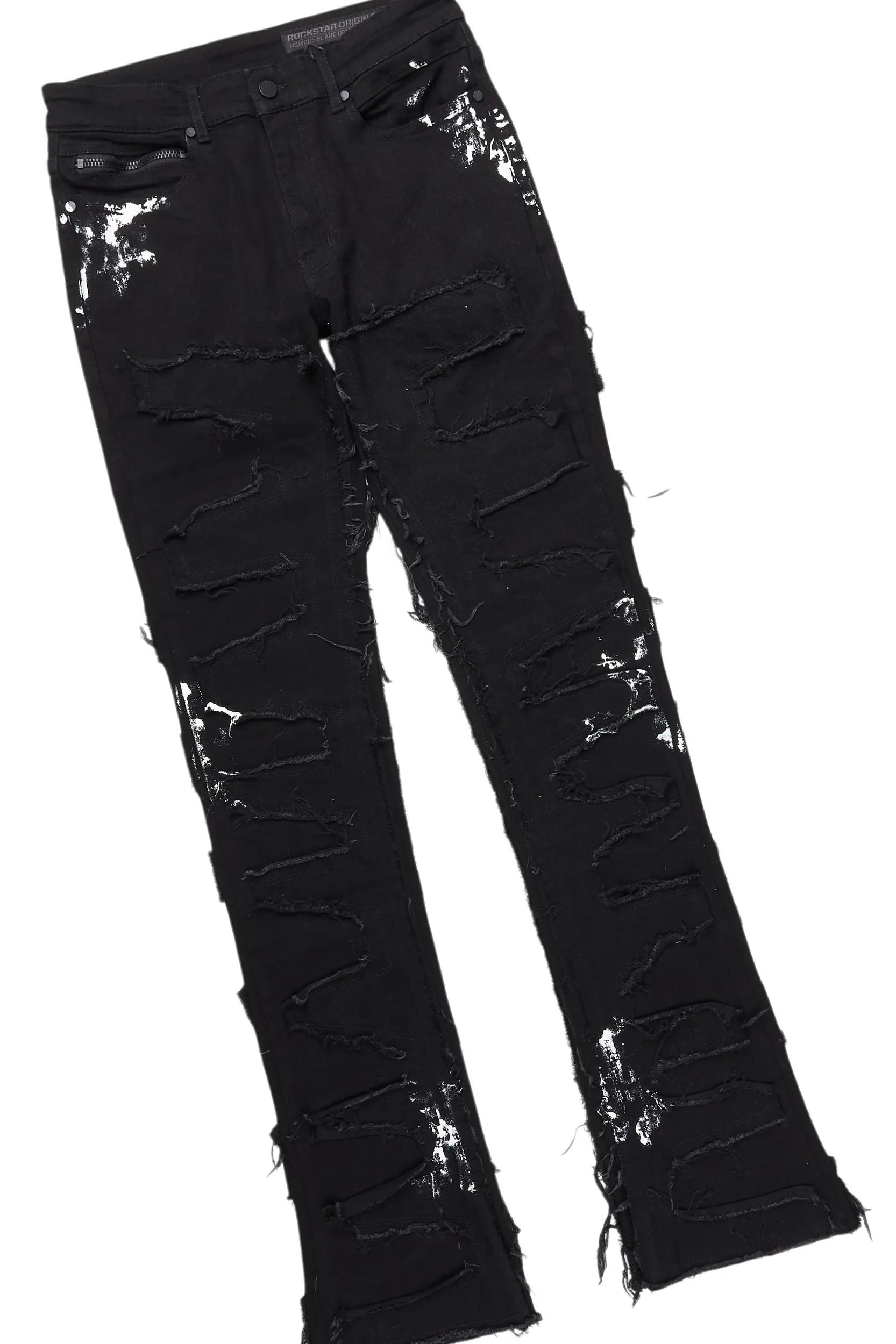 Tally Black Hoodie/Stacked Flare Jean Bundle Male Product Image