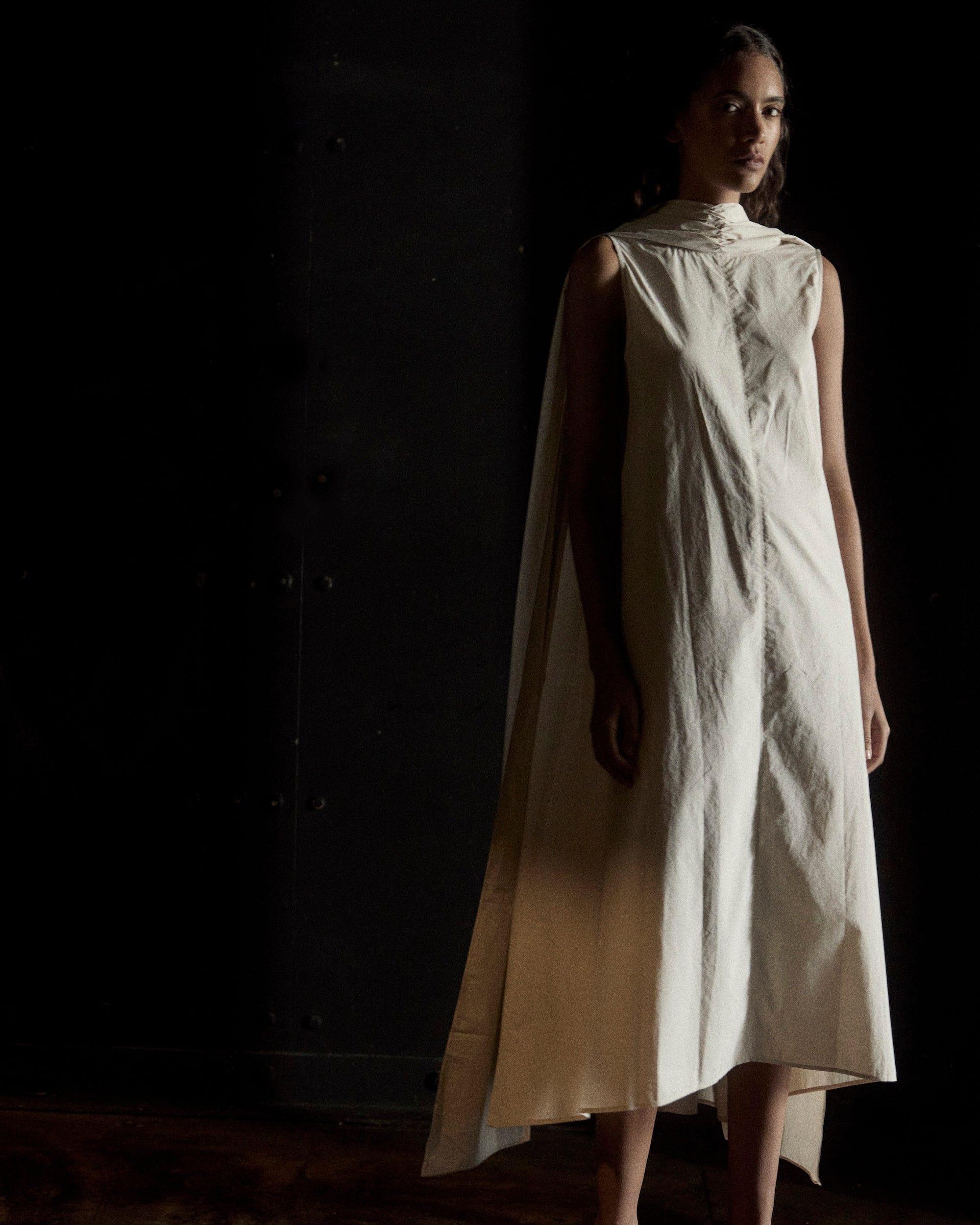 Yasmina Scarf-Neck Cotton Dress Product Image