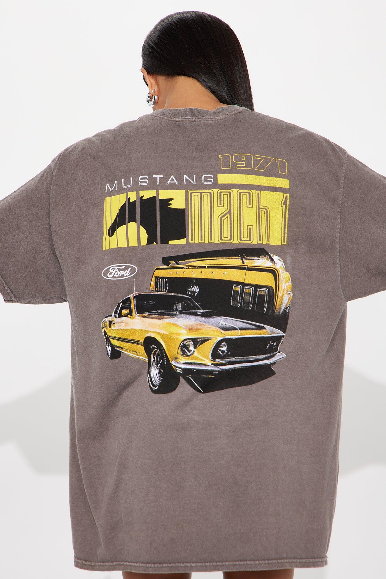 Mustang Washed Front and Back Graphic Tee - Brown Female Product Image