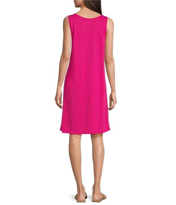 Eileen Fisher Organic Linen Jersey Scoop Neck Sleeveless Dress Product Image