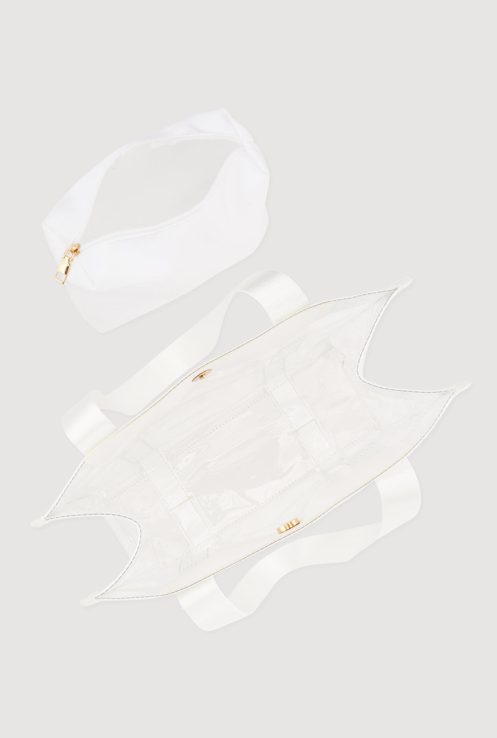 Contrast Trim Clear Tote Bag with Pouch Unisex Product Image