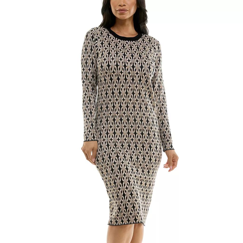 Women's Nina Leonard Knee-Length Sheath Sweater Dress, Size: XL, Black Product Image