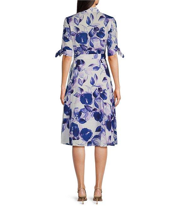 Calvin Klein Short Sleeve Button Front Floral Shirt Midi Dress Product Image