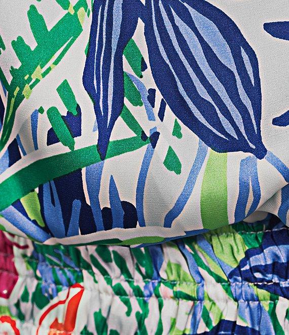 Leslie Fay Split V-Neck Elastic Waist Floral Print Maxi Dress Product Image