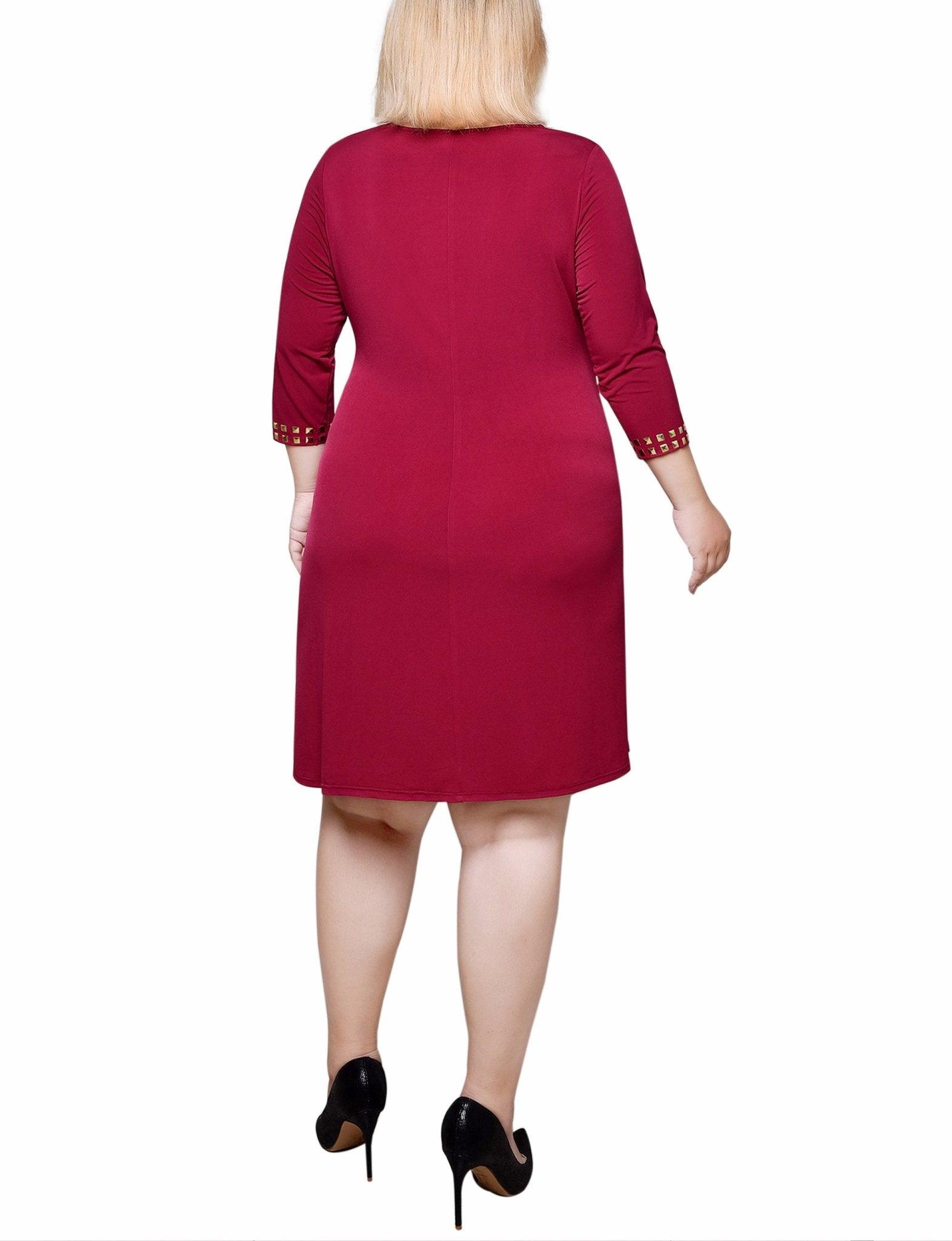 Deep Maroon Angled Hem Studded Dress - Plus Product Image