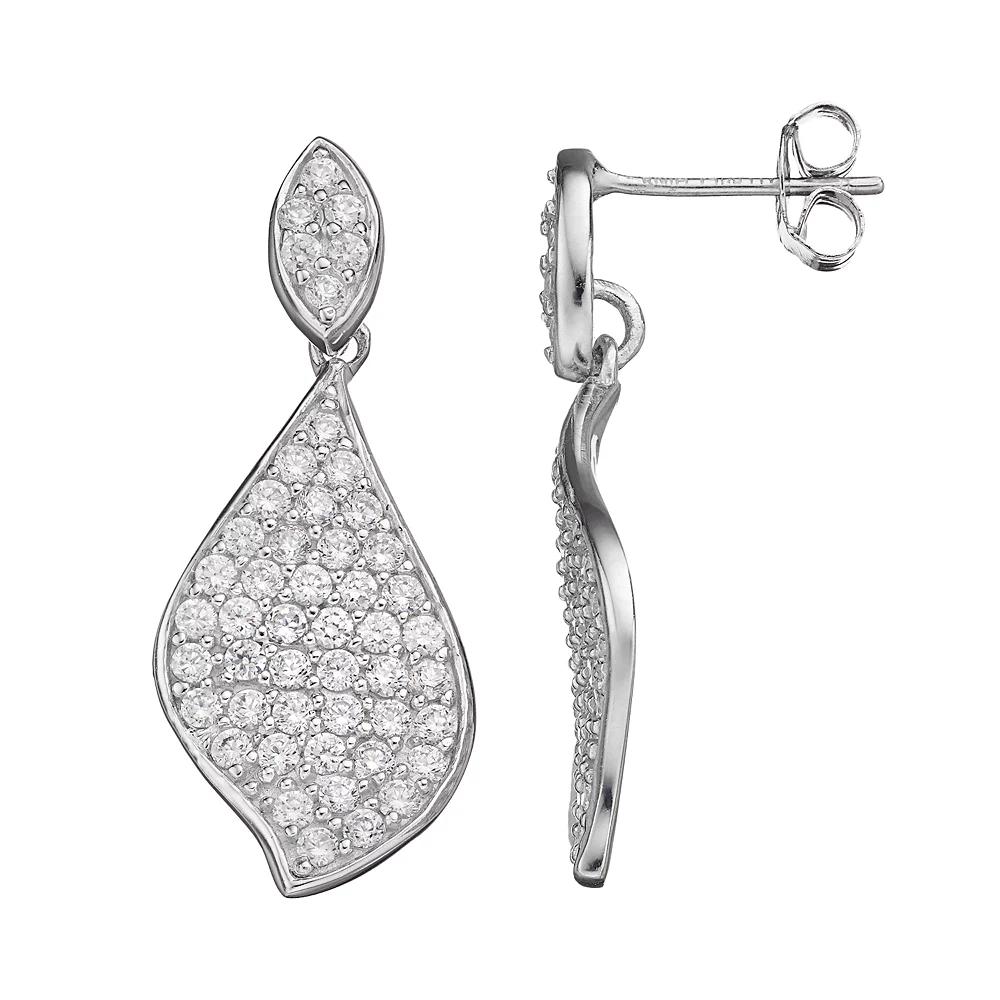 Sophie Miller Sterling Silver Cubic Zirconia Drop Earrings, Women's, White Product Image