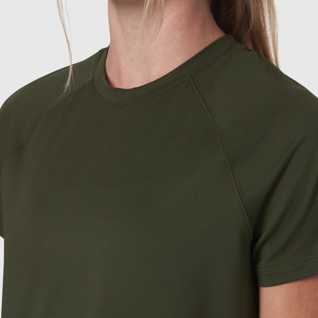 W018. AeroSilver® Cropped Tee - Olive Product Image