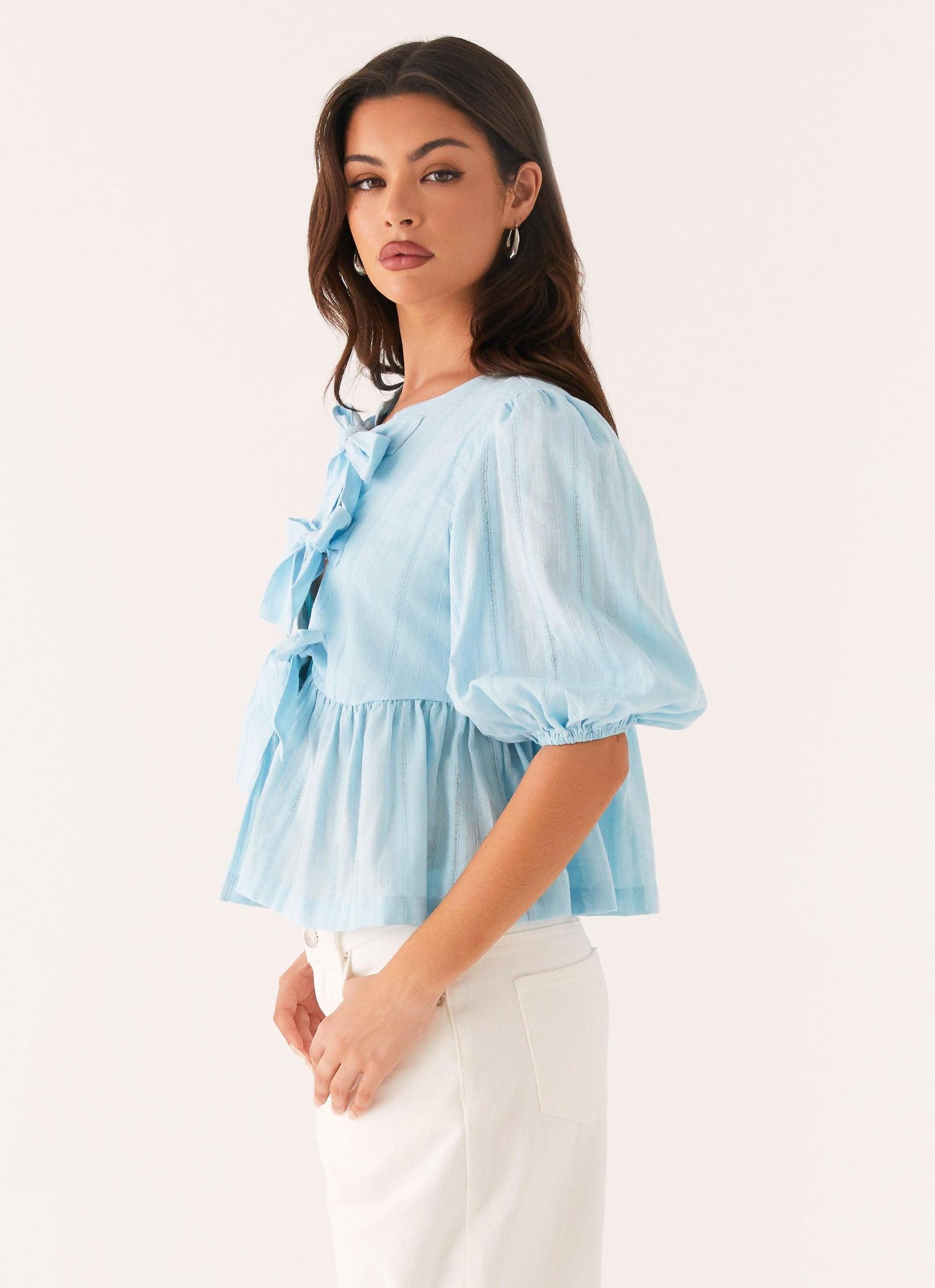 Western Wind Tie Top - Blue Product Image