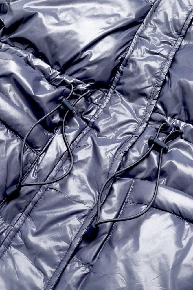 Pearl Peplum Puffer Jacket - Navy Product Image