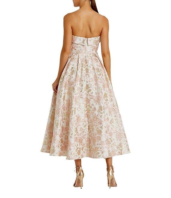 Mac Duggal Strapless Floral Brocade Fit & Flare Midi Dress Product Image
