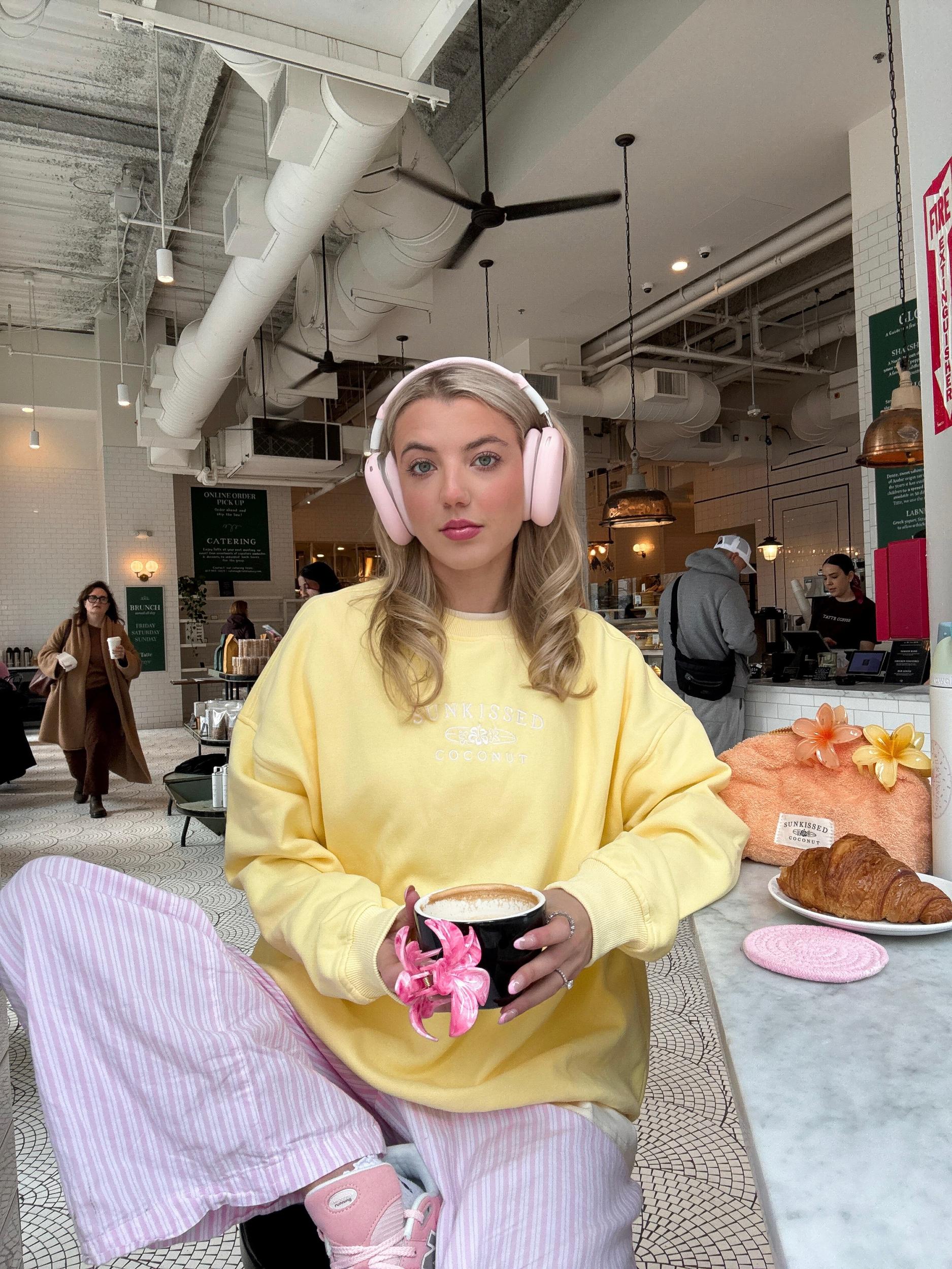 Isabella Banana Yellow Sunkissedcoconut Embroider Sweatshirt Product Image