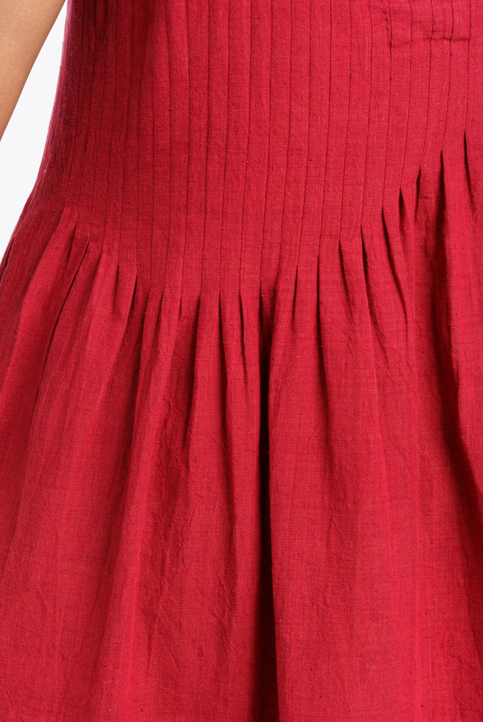 Red pleated midi dress Product Image