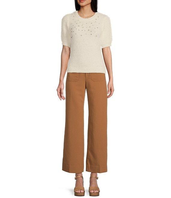 I.N. San Francisco Short Sleeve Rhinestone Pullover Sweater Product Image