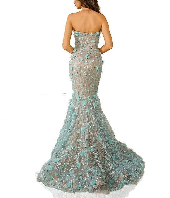 Terani Couture Sweetheart Strapless 3D Applique Tulle Mermaid Gown Product Image