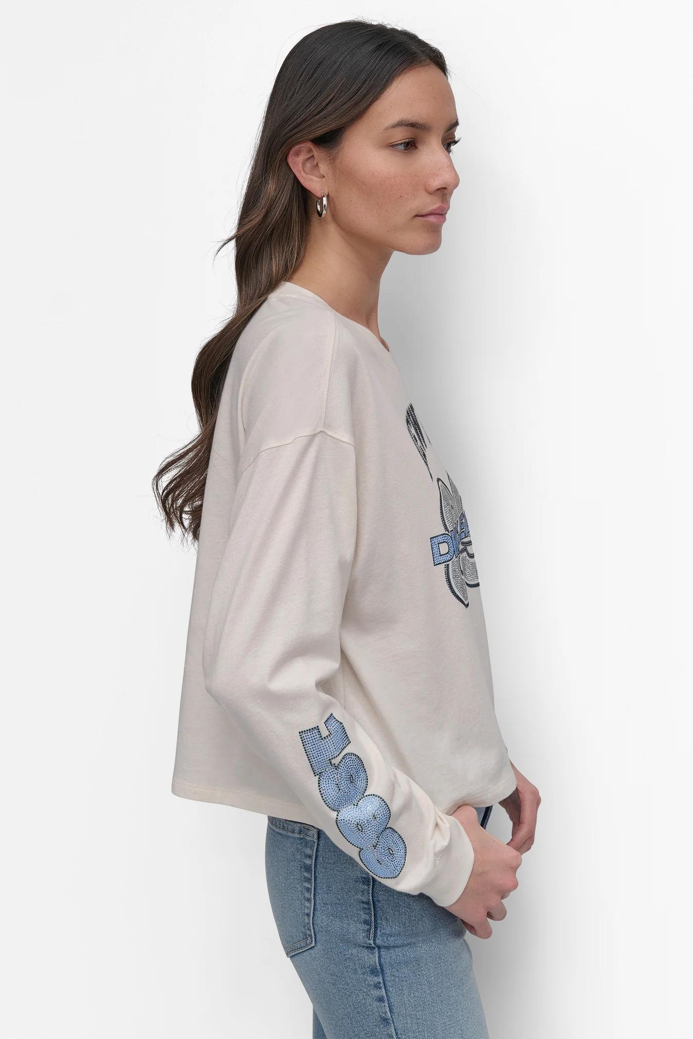 89 MULTI COLOR RHINESTONE LOGO LONG SLEEVE TEE Product Image