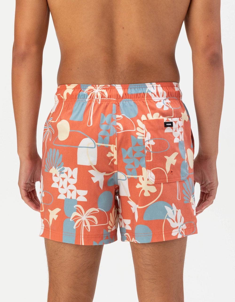 RSQ Mens City Scape Swim Shorts - BURNT ORANGE Product Image