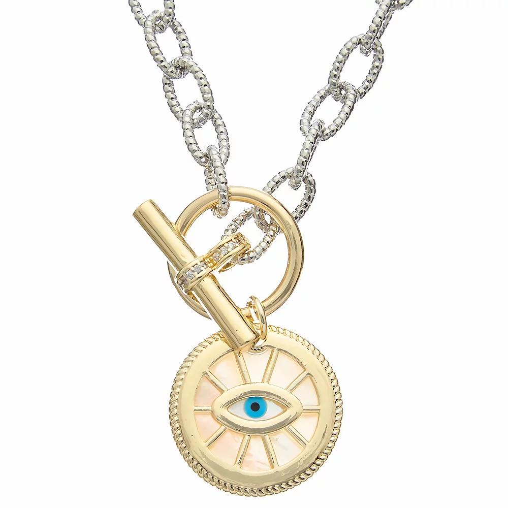 Juvell 18k Gold Plated Evil Eye Necklace, Women's, Size: 18", Two Tone Product Image
