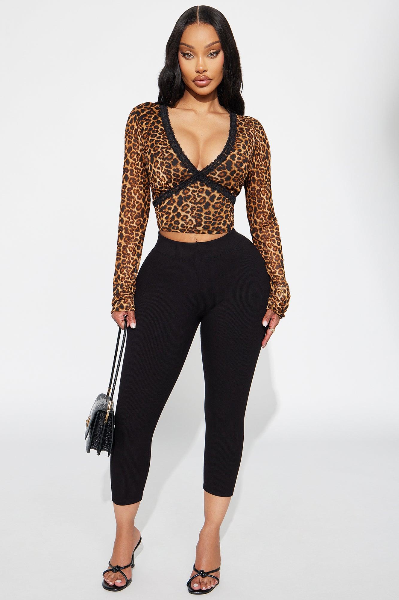 Annika Leopard Mesh Long Sleeve Top  - Leopard Female Product Image