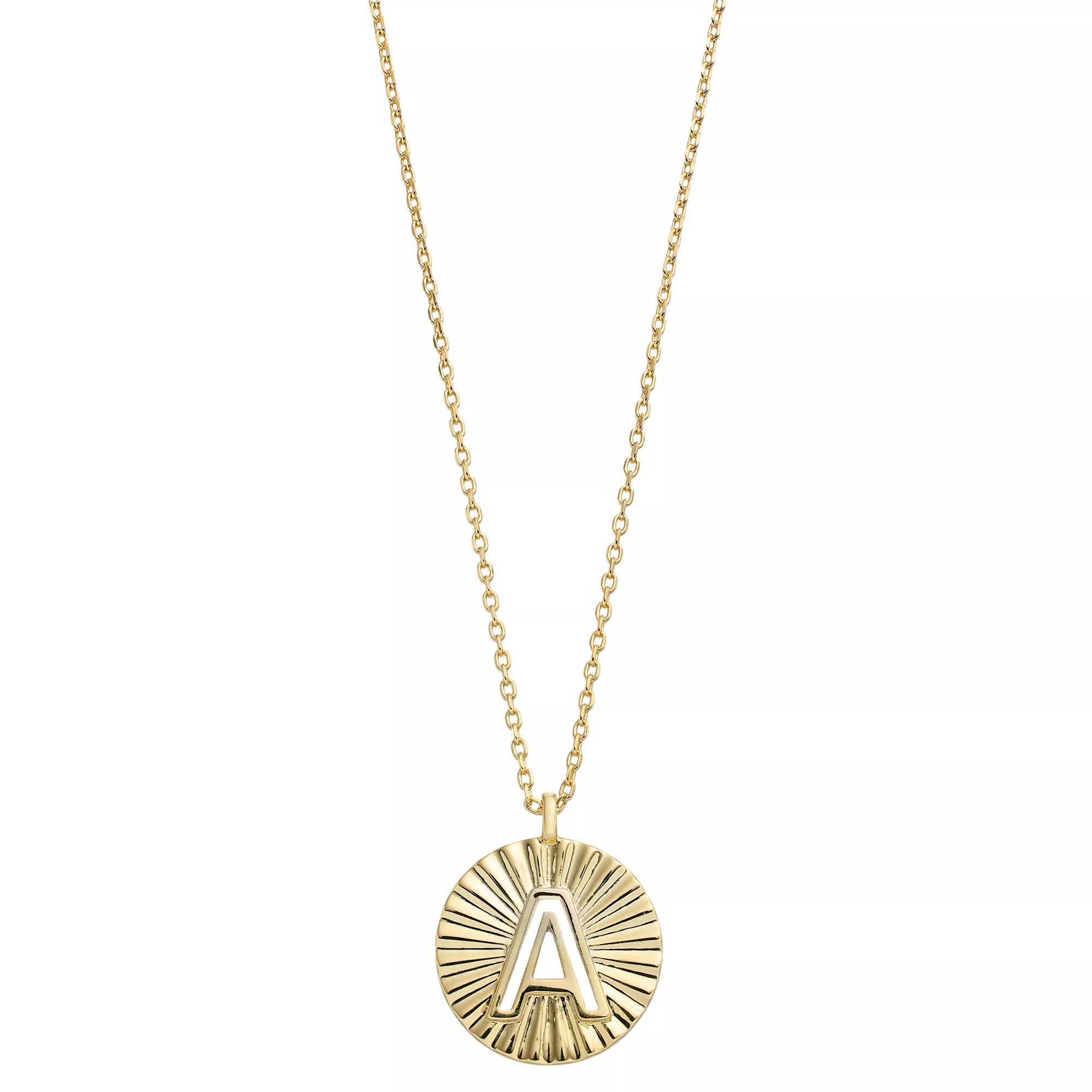 City Luxe Gold Tone Crimped Initial Pendant Necklace, Women's, Size: 18", Gold Tone S Product Image