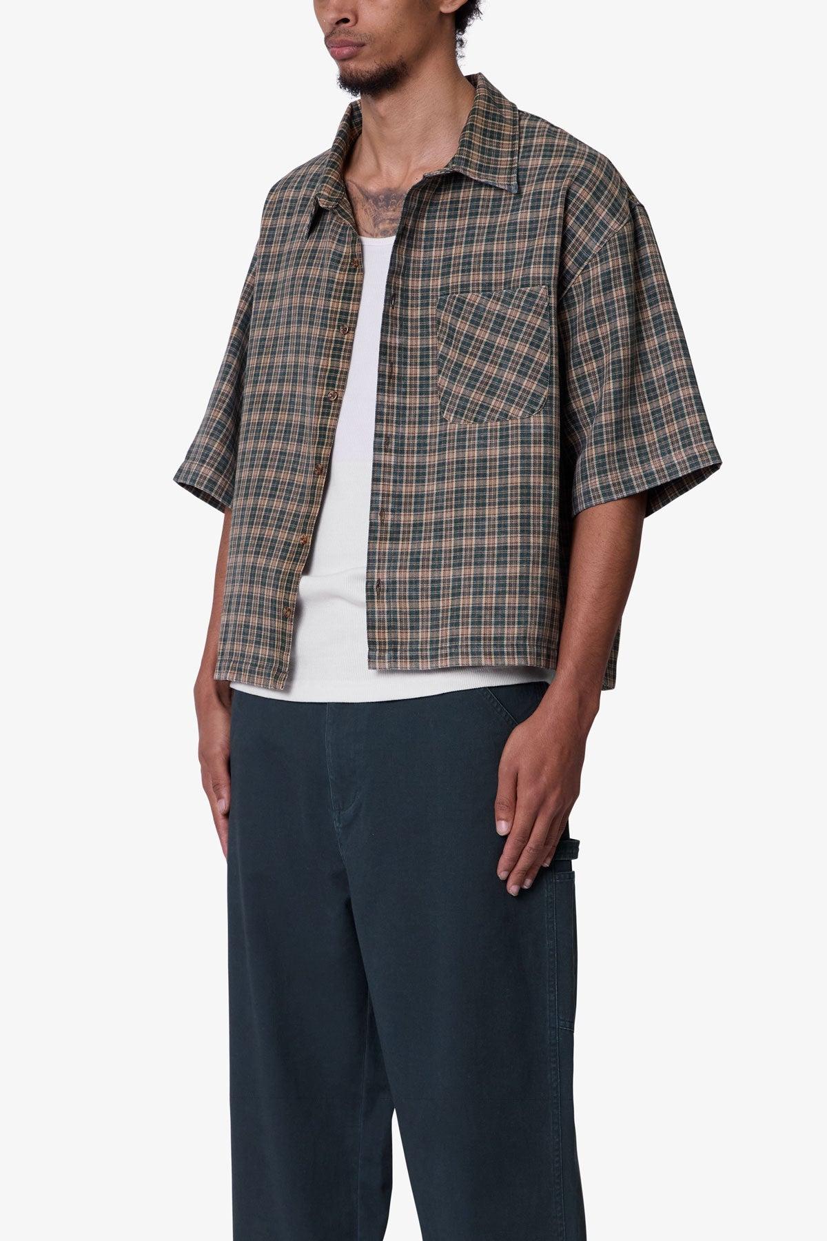 Washed Poplin Over Shirt - Green/Brown Product Image