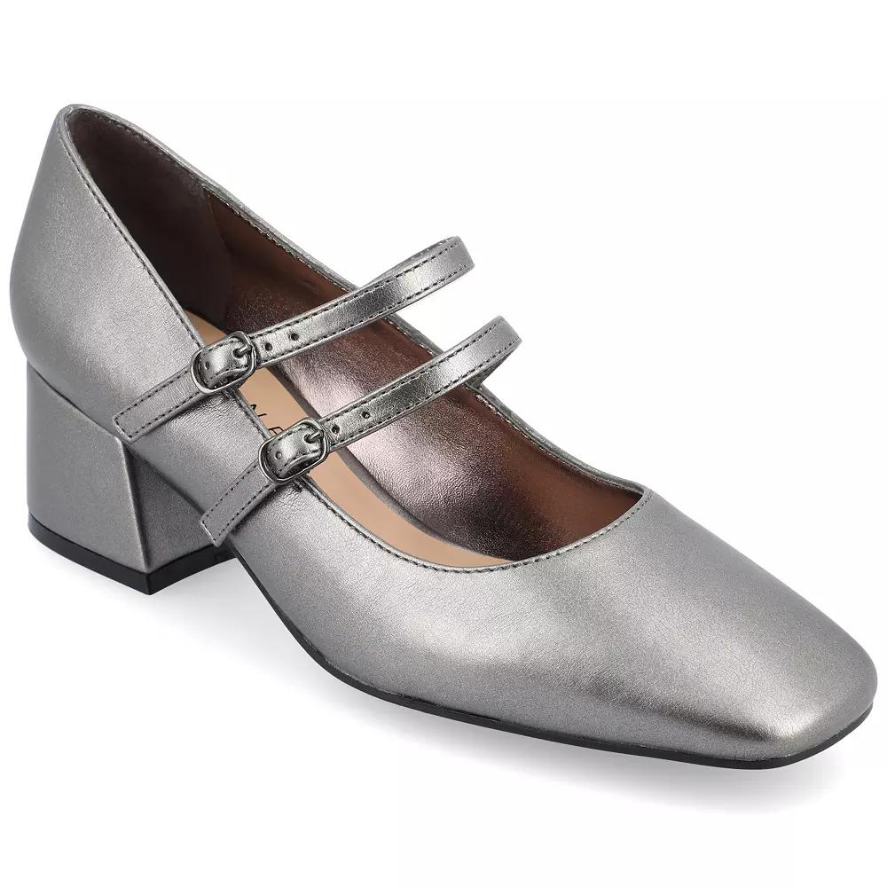 Journee Nally Womens Tru Comfort Foam Faux Leather Mary Jane Pumps Silver Product Image