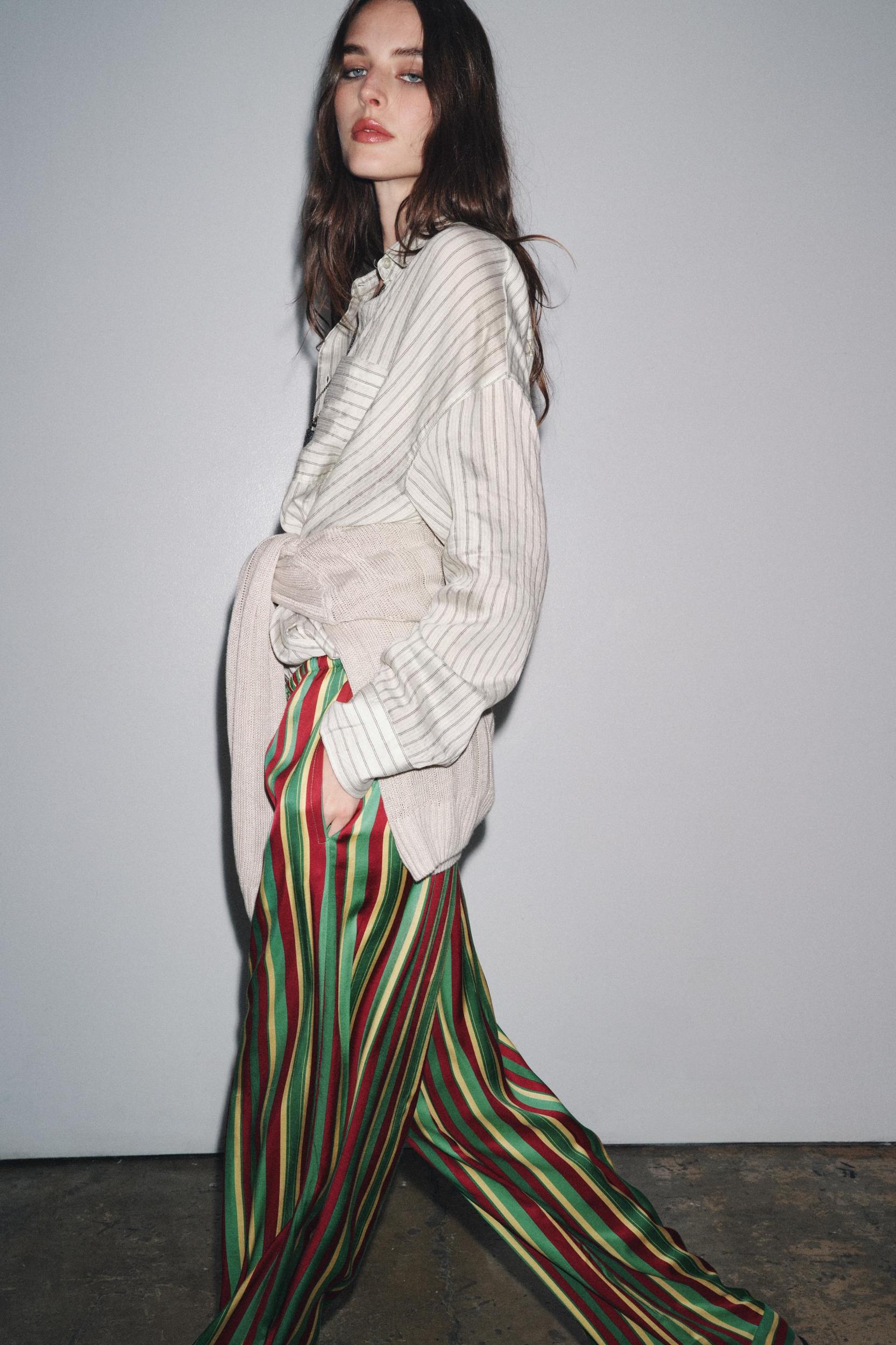 STRIPED PAJAMA PANTS ZW COLLECTION Product Image