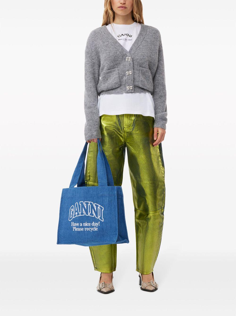 logo-print denim shoulder bag Product Image