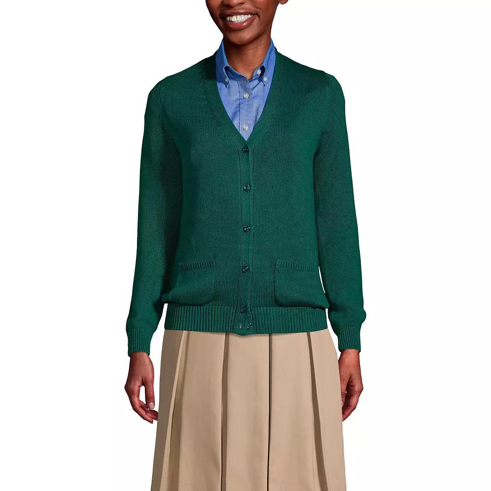 Women's Lands' End School Uniform Button Front V-Neck Cardigan Sweater,  Product Image