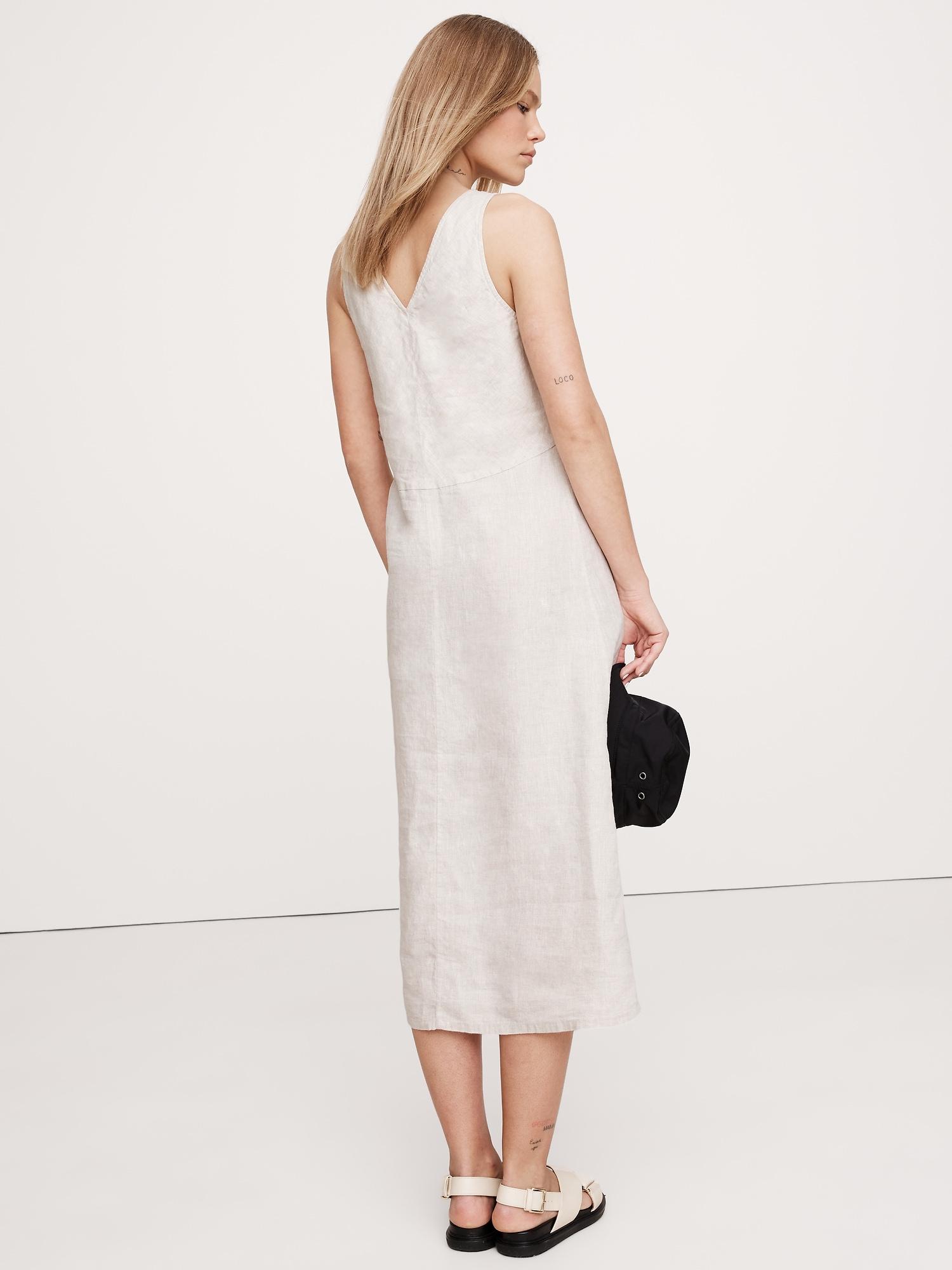 Linen Keyhole Midi Dress Product Image