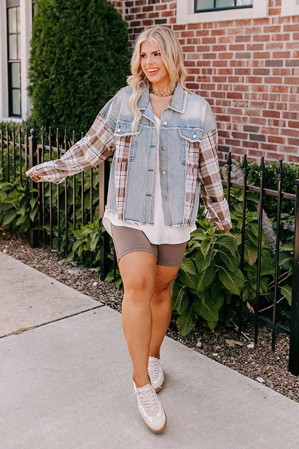 Fall Latte Denim Jacket Curves Product Image