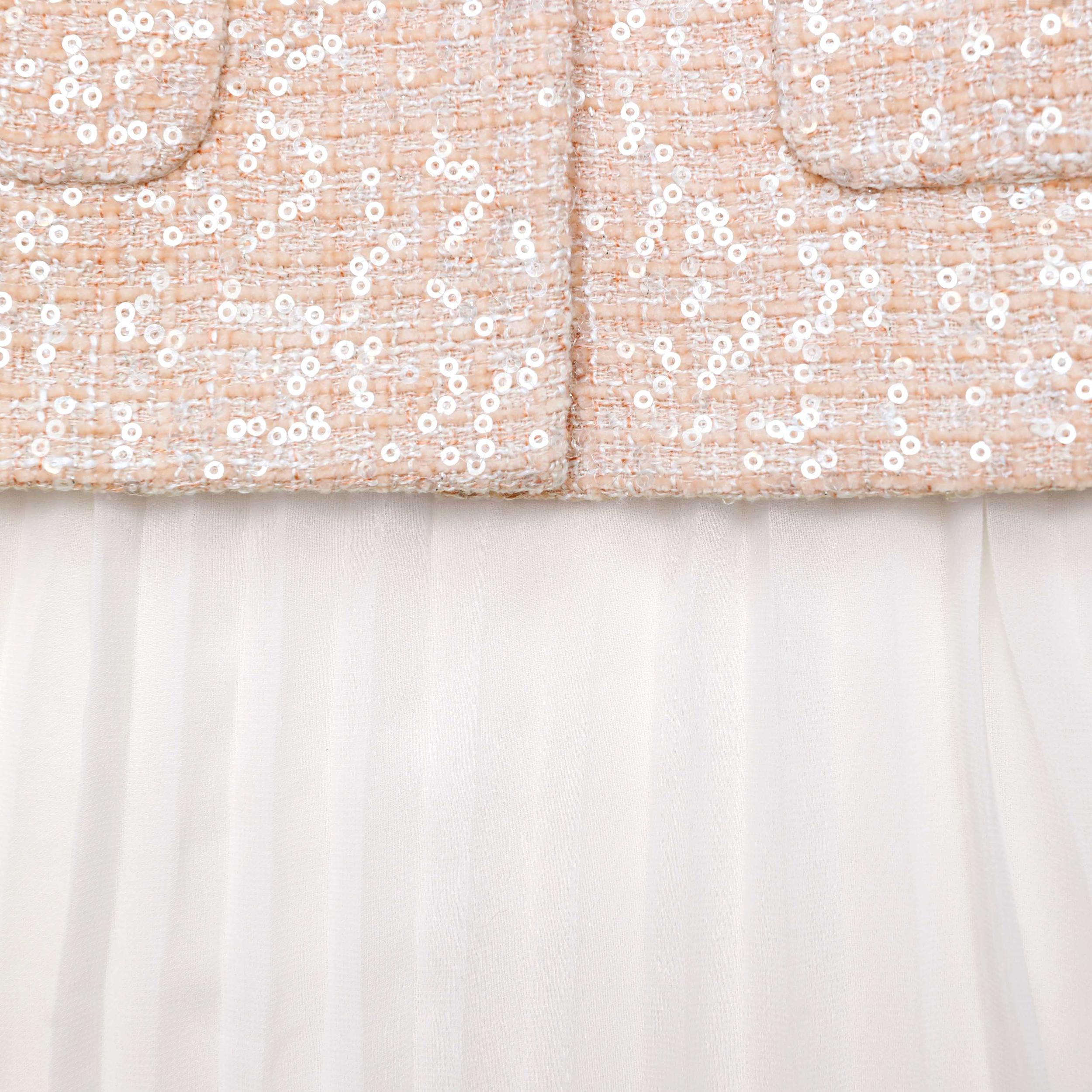 Sequin Boucle Chiffon Midi Dress Product Image