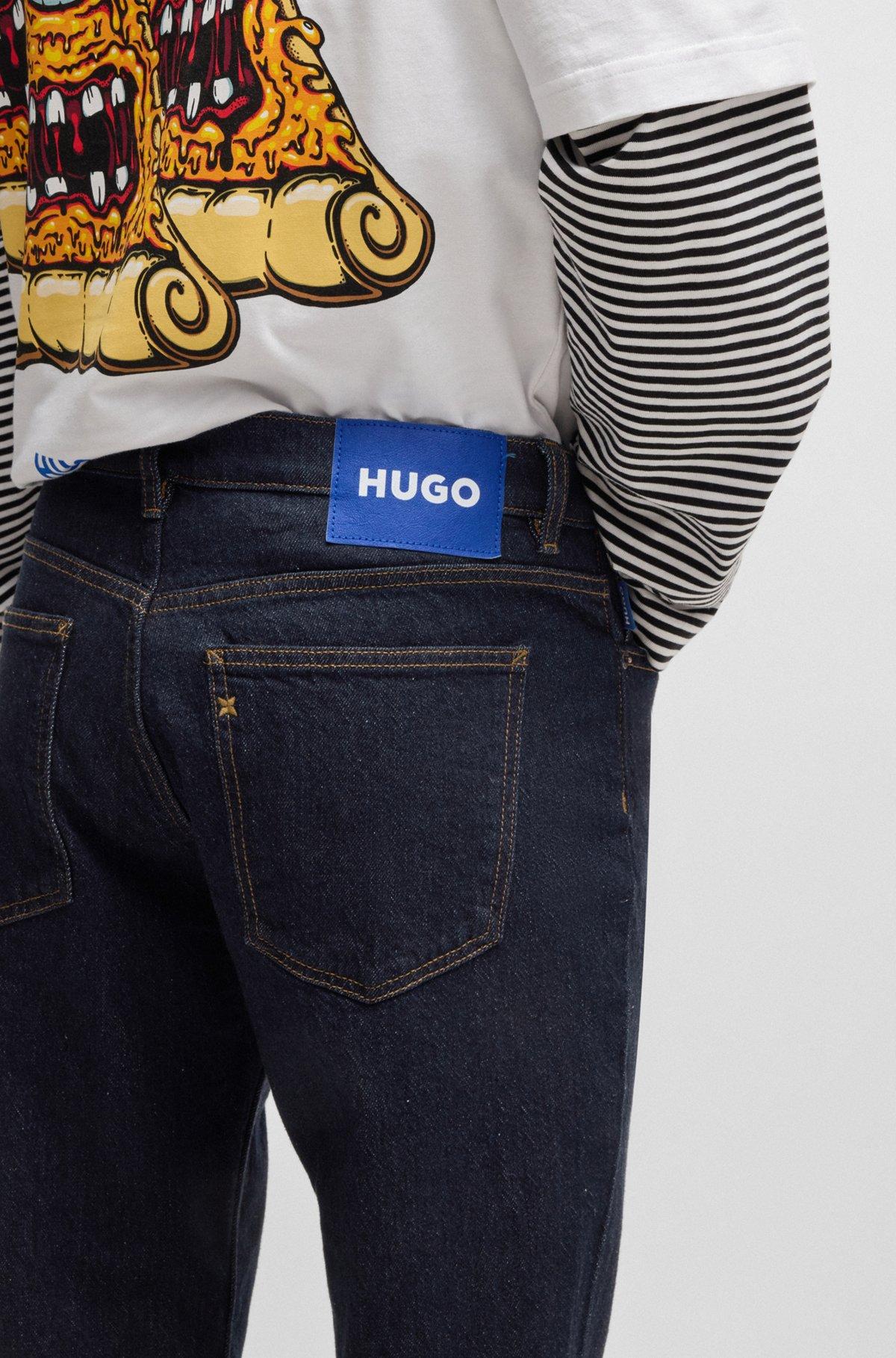 Tapered-fit jeans in dark-blue stretch denim Product Image