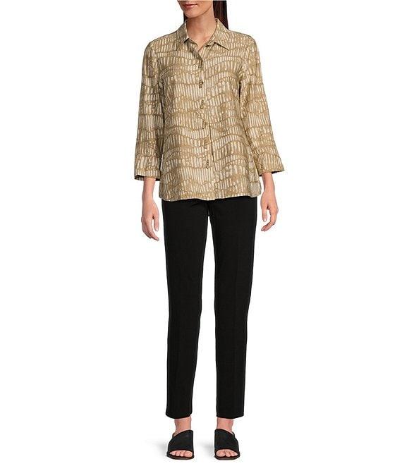 Ali Miles Woven Button Front Point Collar Tunic Product Image