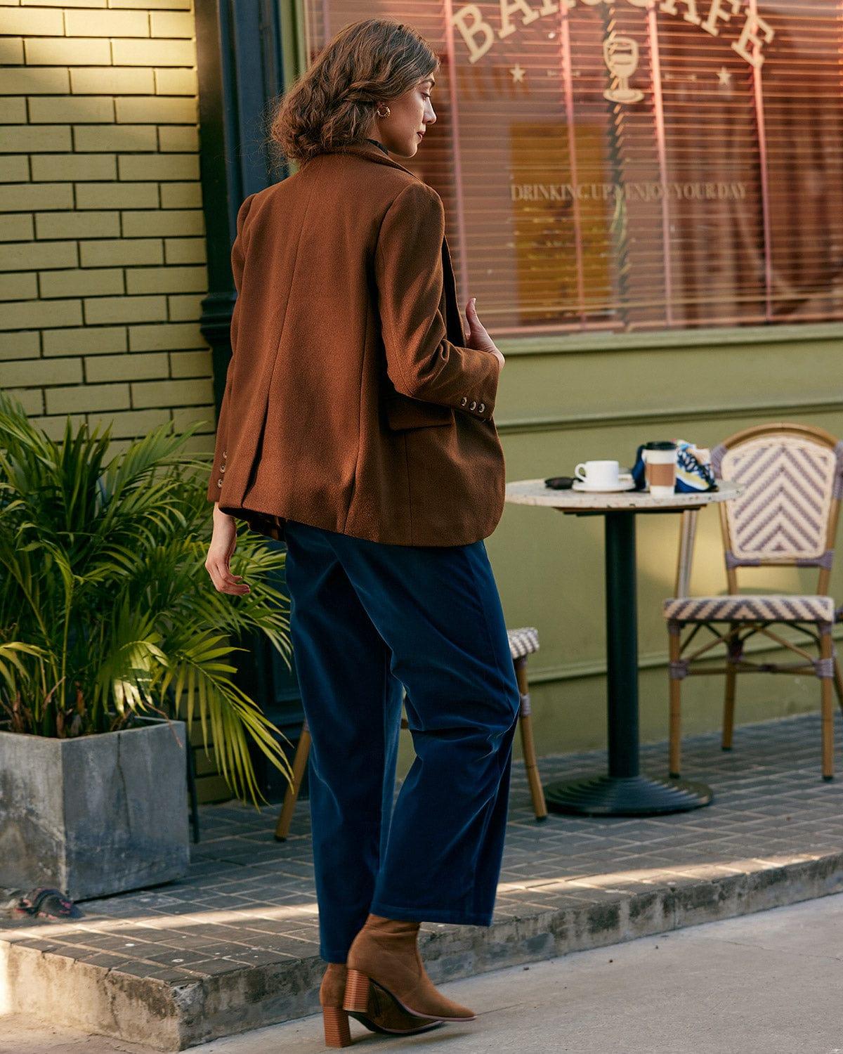 The Solid Collared Single Button Blazer Female Product Image