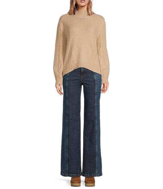 Chelsea & Violet Cameron Wool Blend Knit Mock Neck Long Sleeve Pullover Sweater Product Image