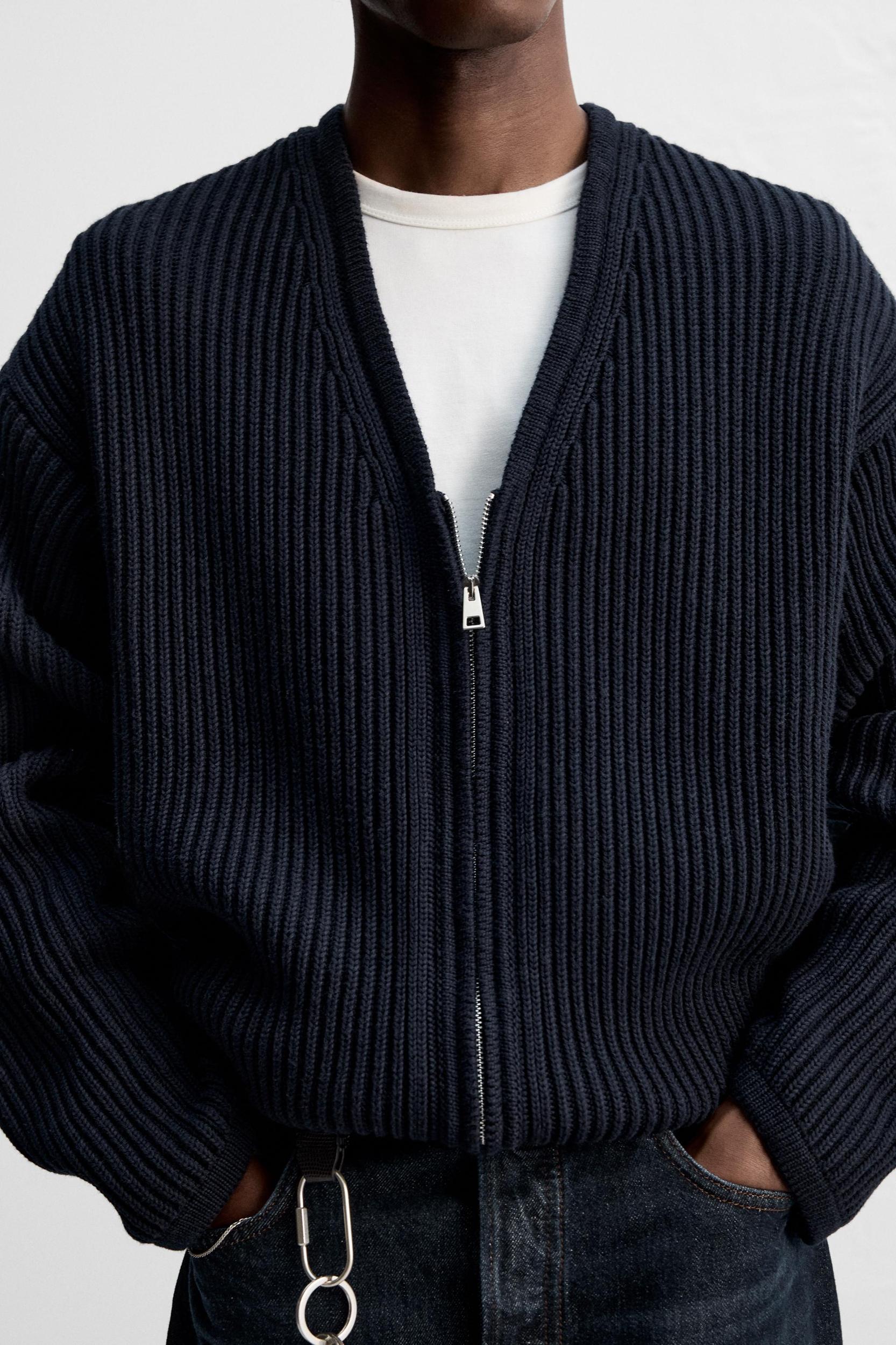 TEXTURED ZIP CARDIGAN Product Image