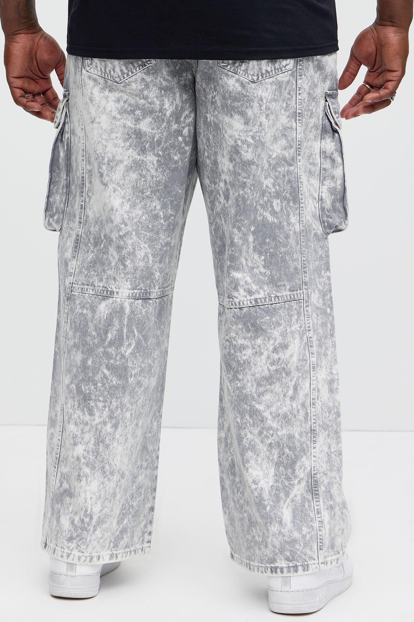 Baggy Clover Cargo Jeans - Grey Product Image