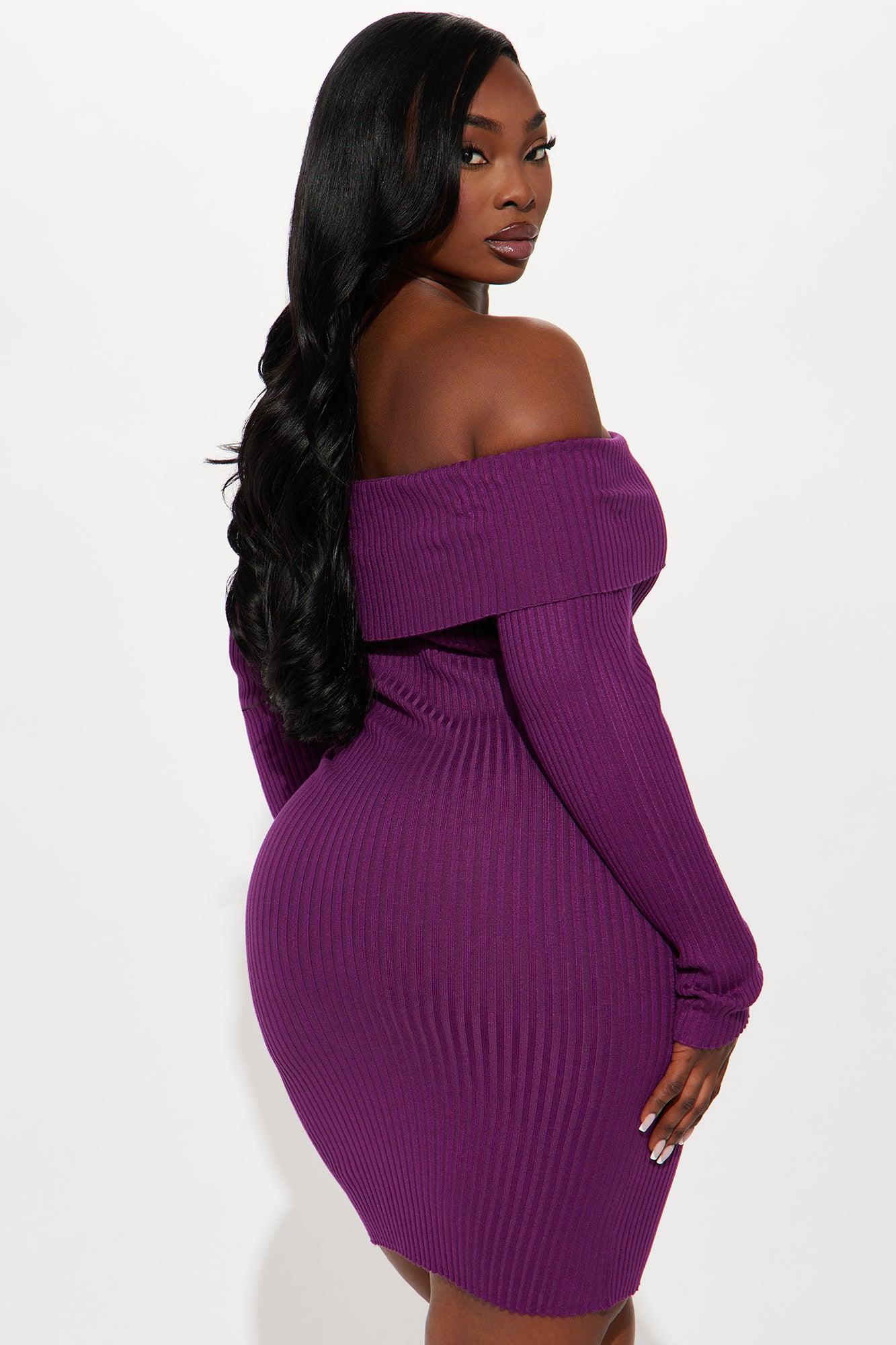 Marlyn Sweater Mini Dress - Plum Product Image