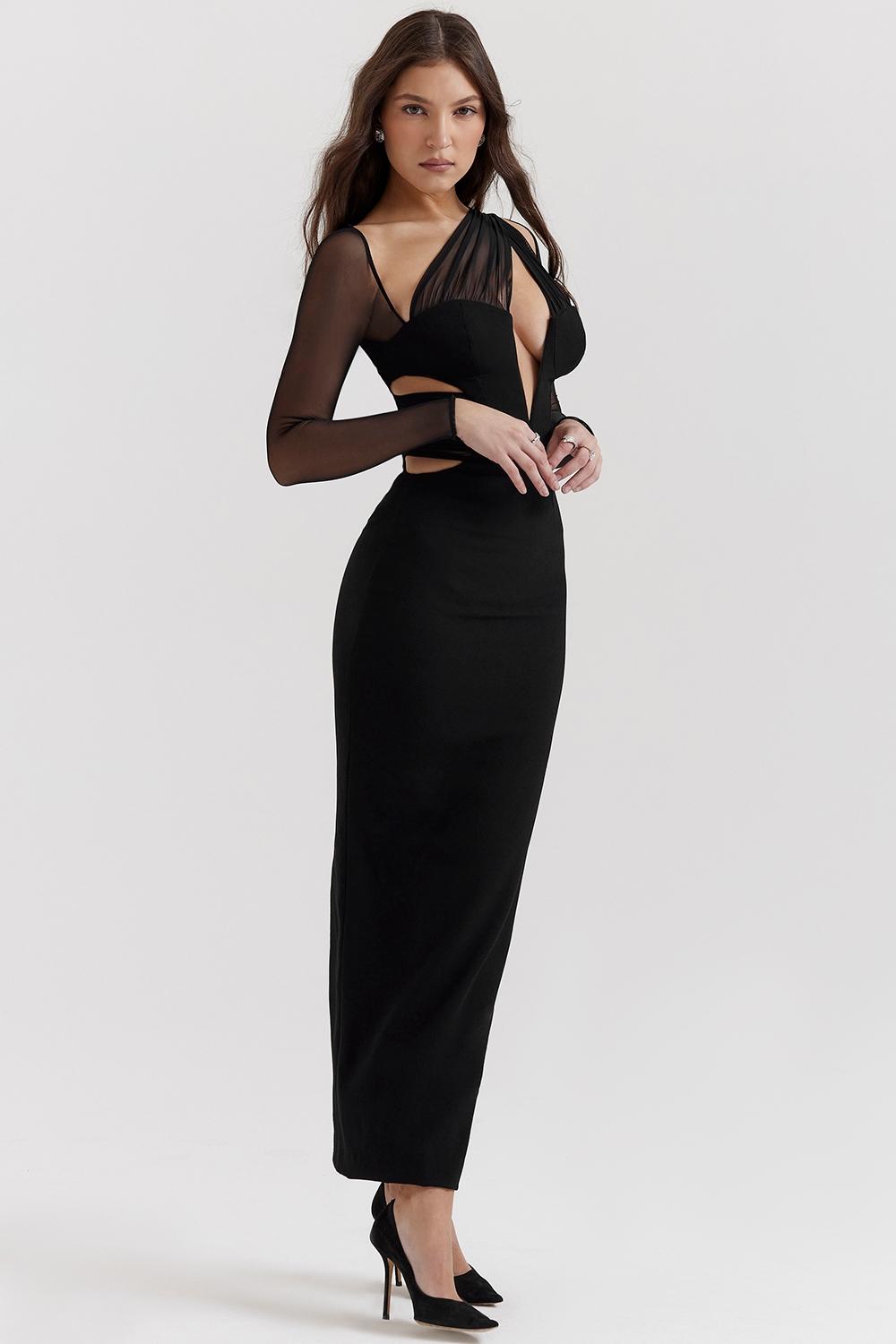 Zahra  black plunge maxi dress Product Image