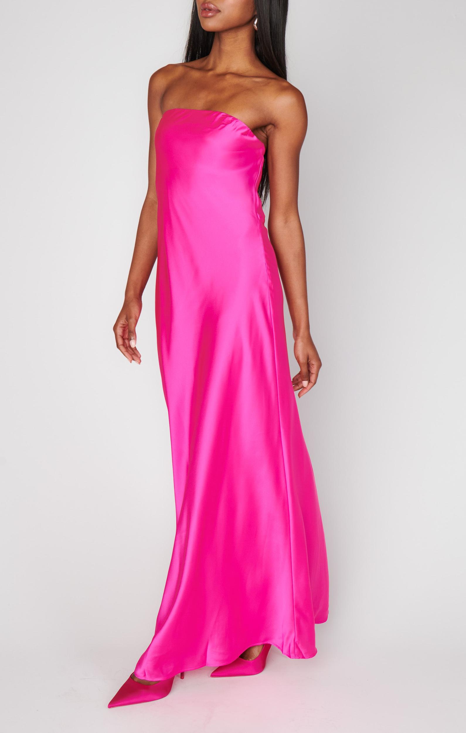 Taylor Tube Dress ~ Hot Pink Luxe Satin Product Image
