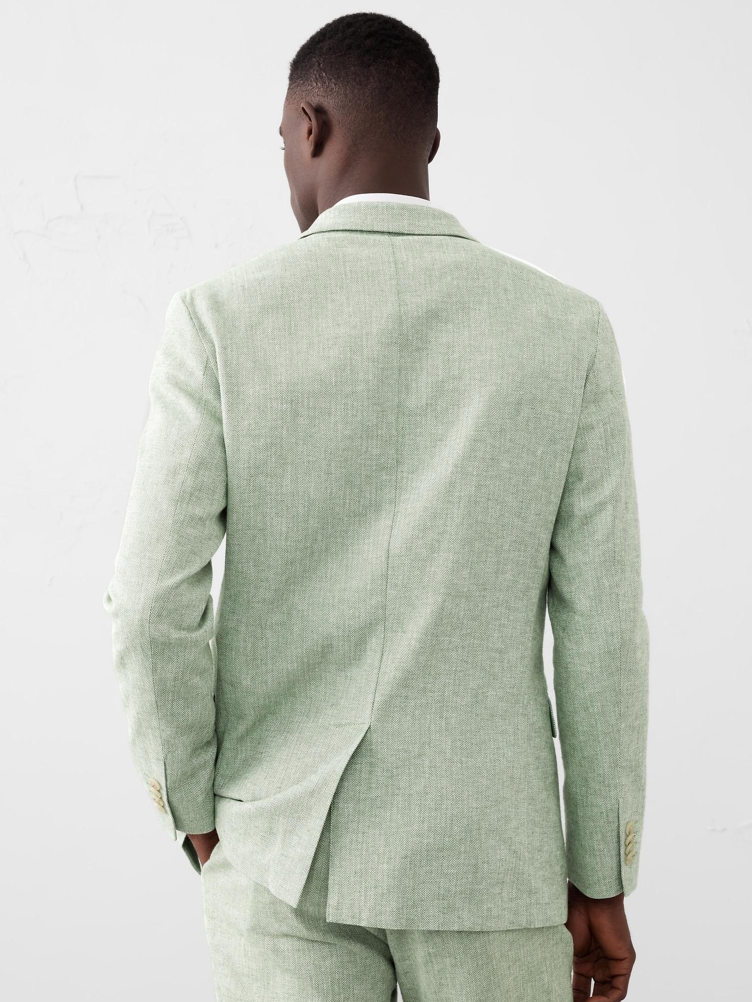 Tailored-Fit Linen-Blend Herringbone Suit Jacket Product Image