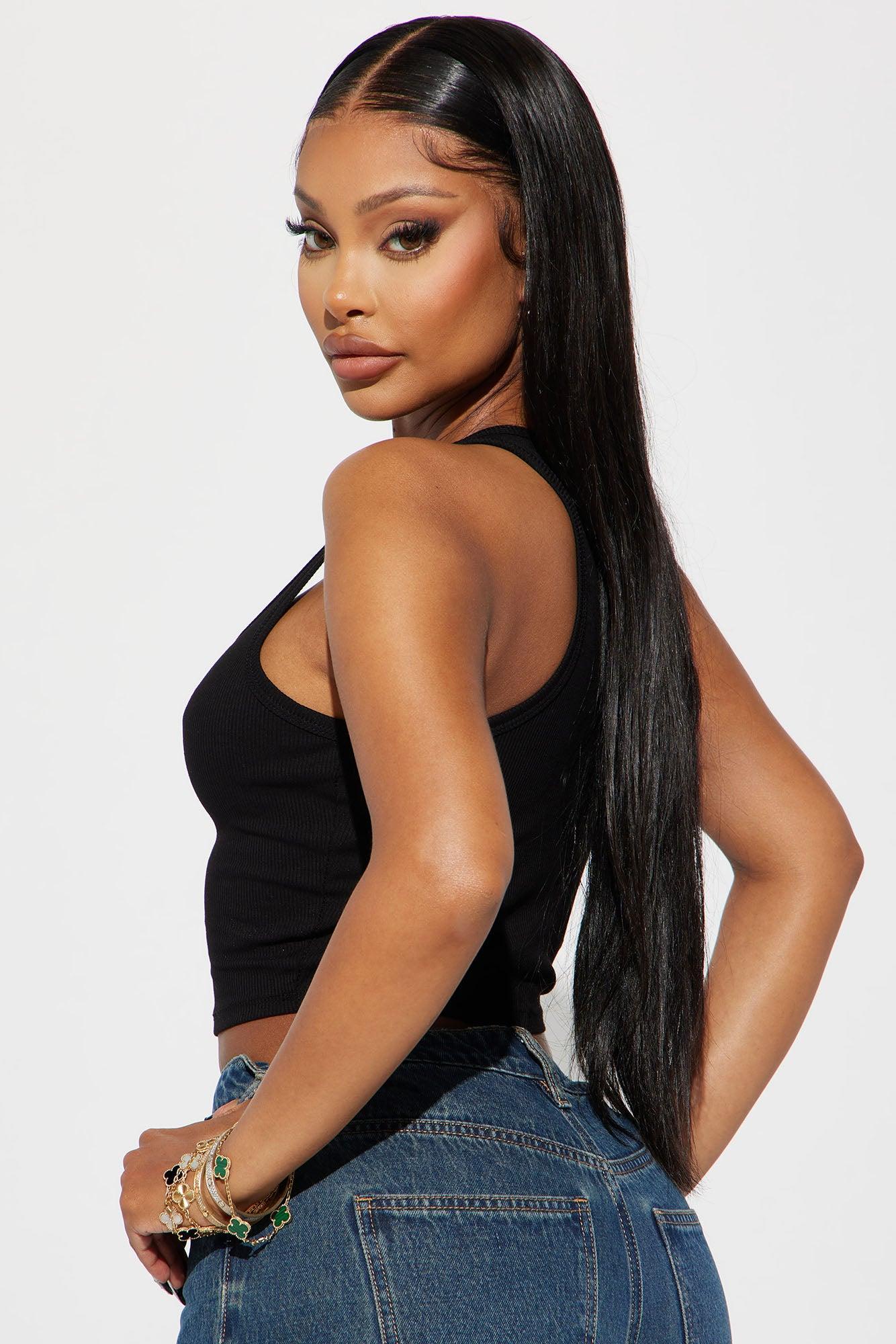 Leah Ribbed Tank Top - Black Product Image