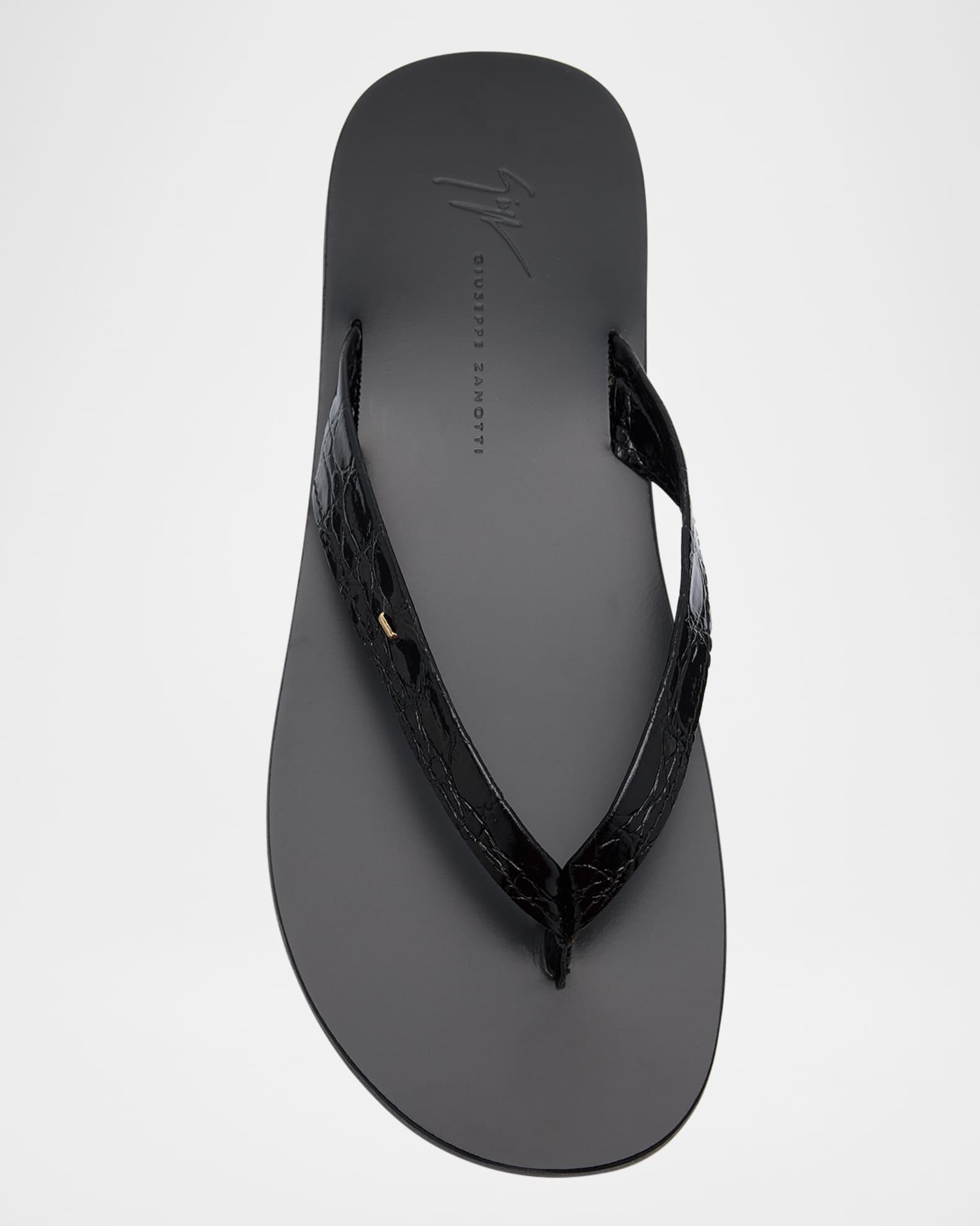 Men's Hally 10 Croc-Effect Leather Flip Flops Product Image