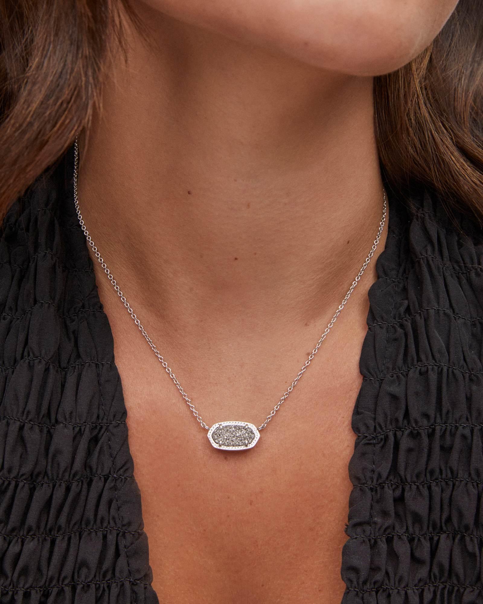 Elisa Silver Pendant Necklace in Platinum Drusy Product Image