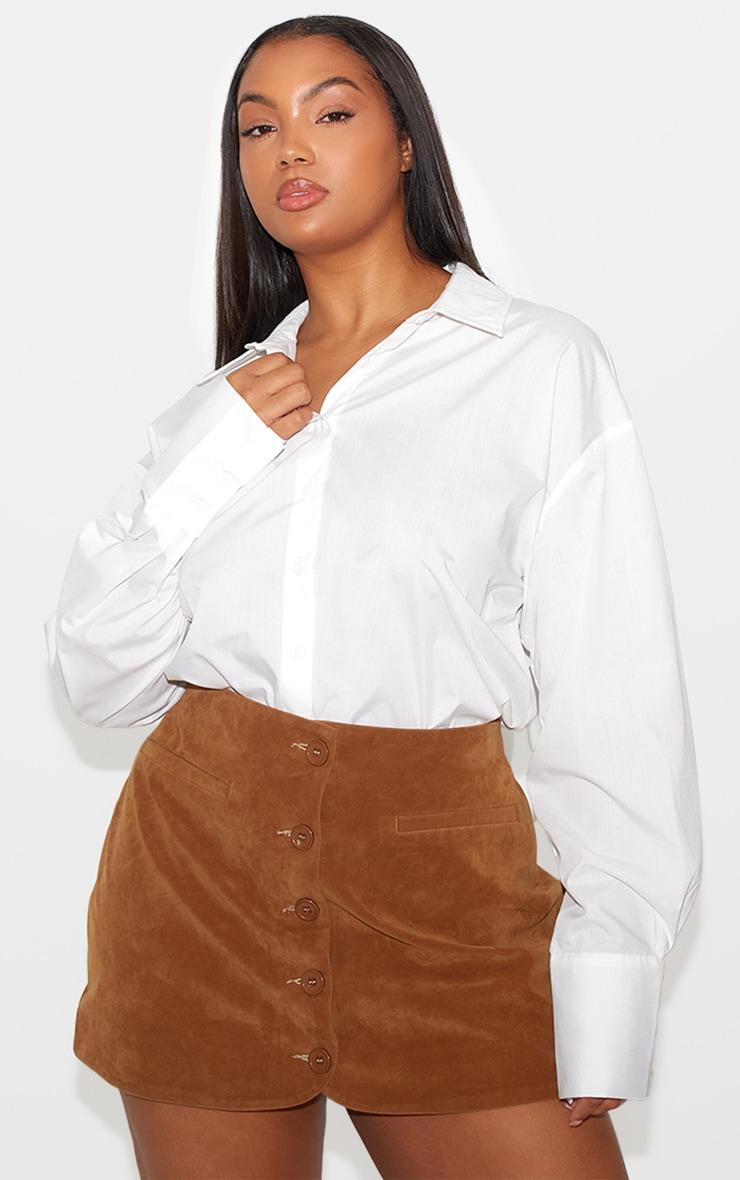 Plus Tan Faux Suede Skirt Product Image