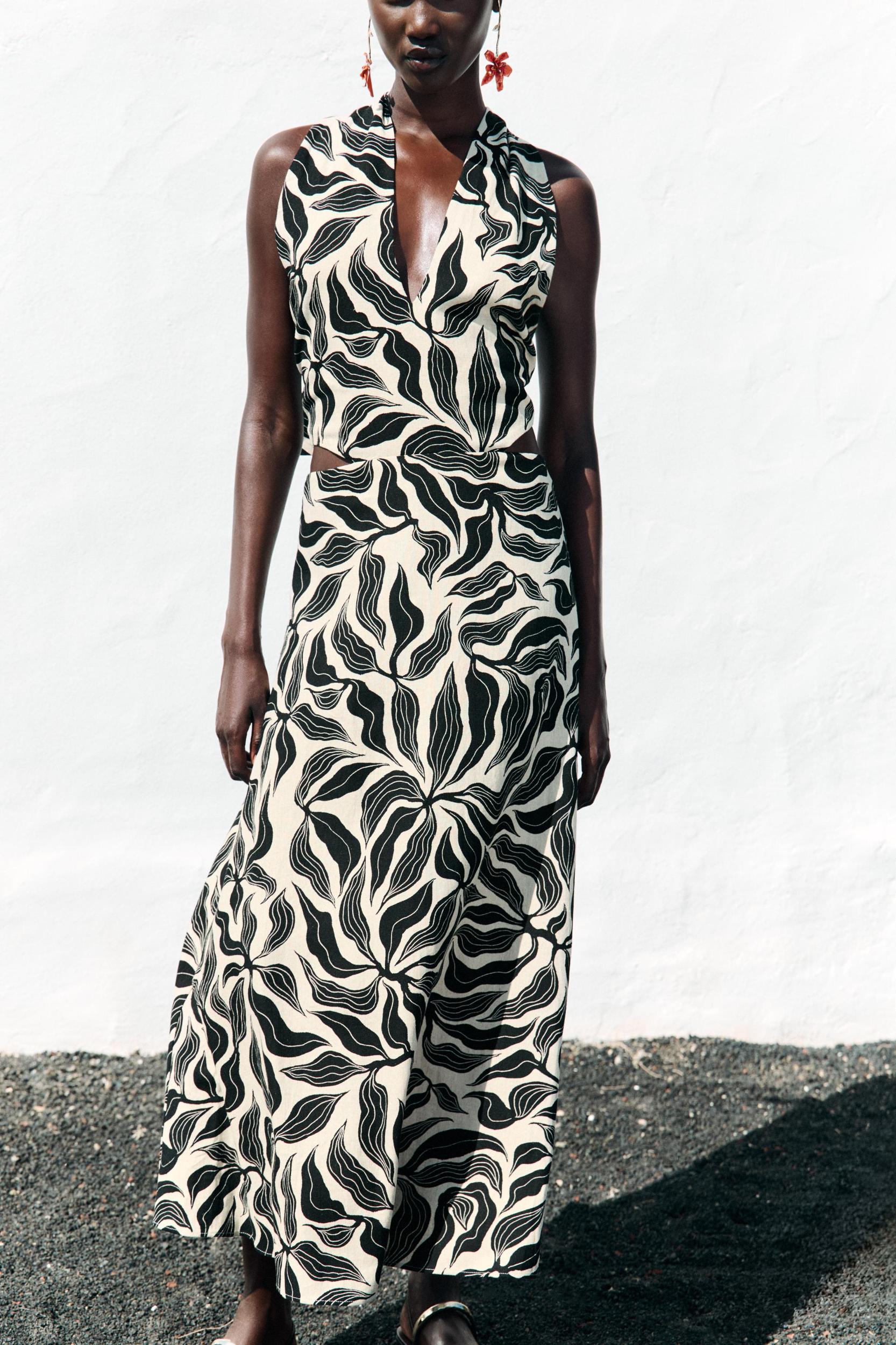 LINEN HALTER MIDI DRESS Product Image