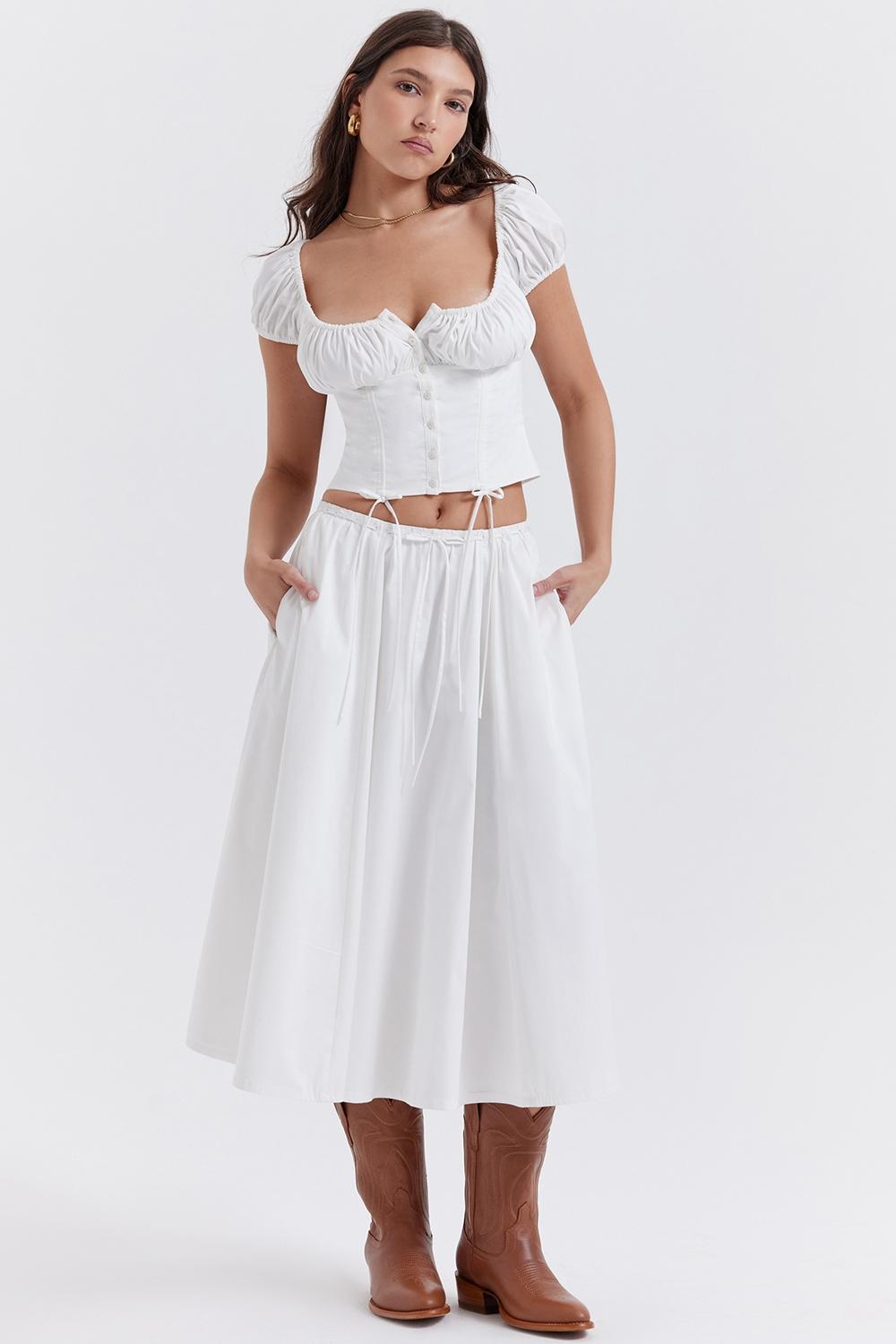 Kitty  white gathered top Product Image