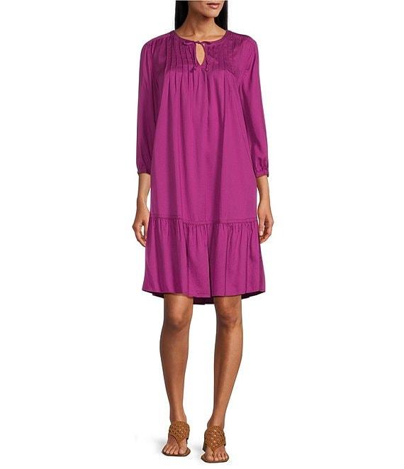 Westbound Bracelet Sleeve Tie Neck Dress Product Image